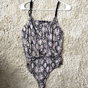 Snakeskin Slinky Material Wrap Bodysuit